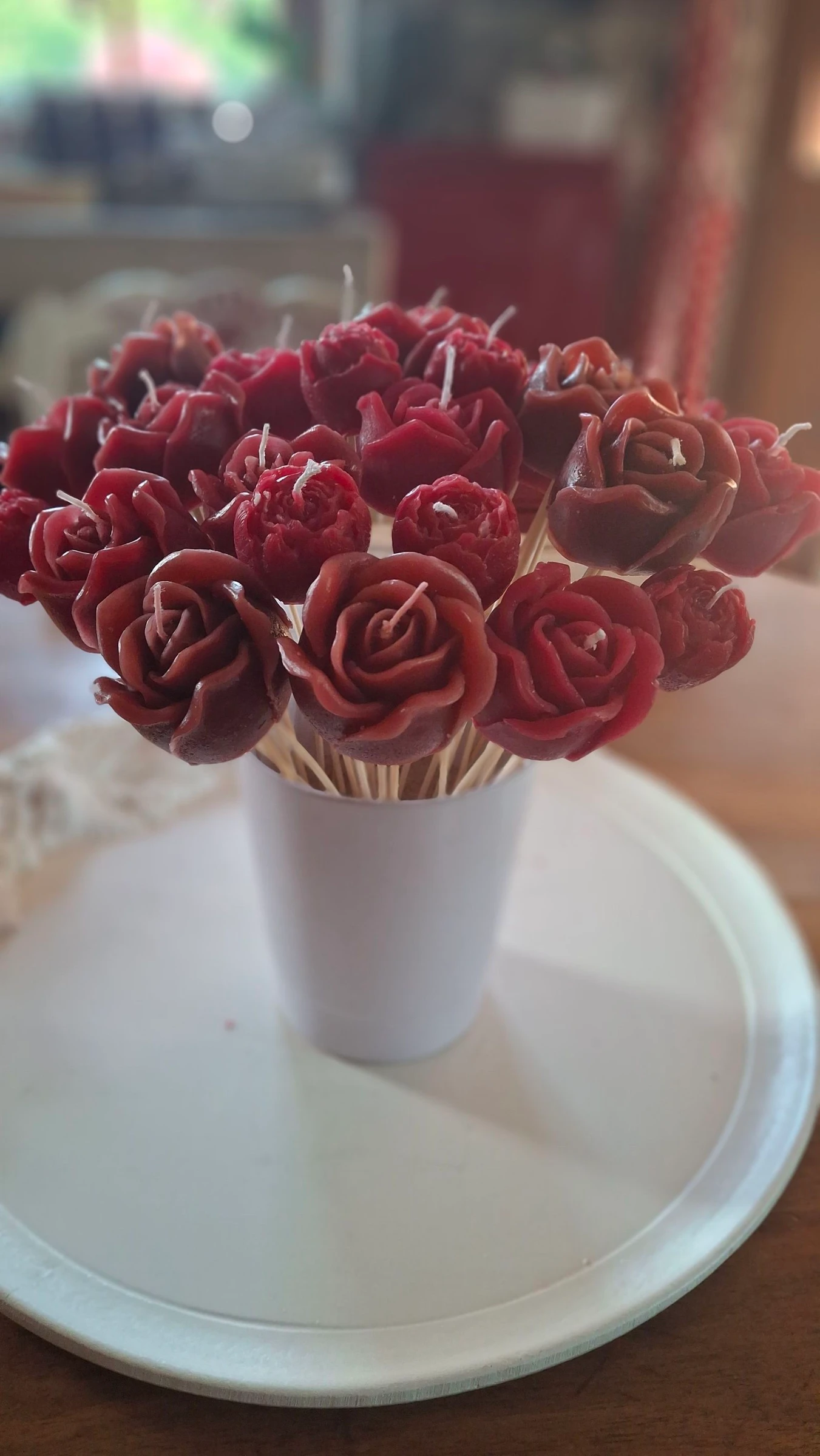 Bouquet de roses en cire